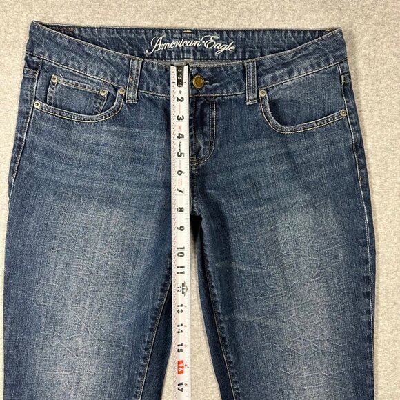 American Eagle Favorite Boyfriend Jeans Size 12 Regular Dark Wash Denim Blue - Picture 4 of 11